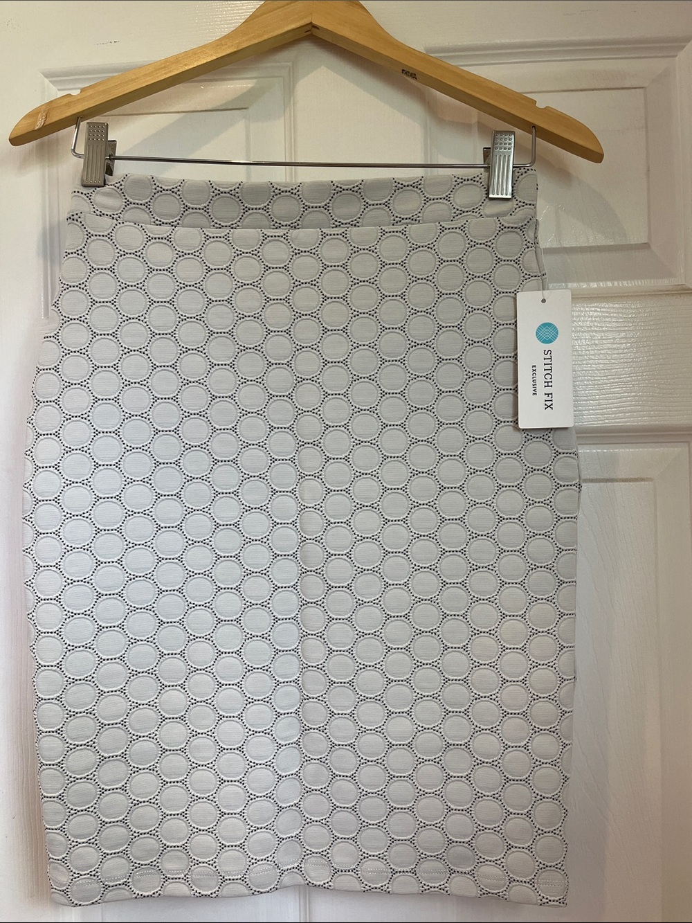 Leota White Eyelet Circle Pencil Skirt